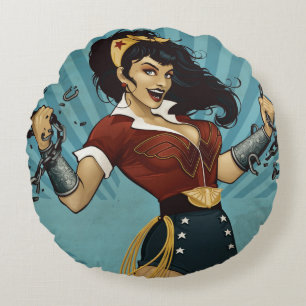 Wonder Woman Amazonians verenigt de Vintage Poster Rond Kussen