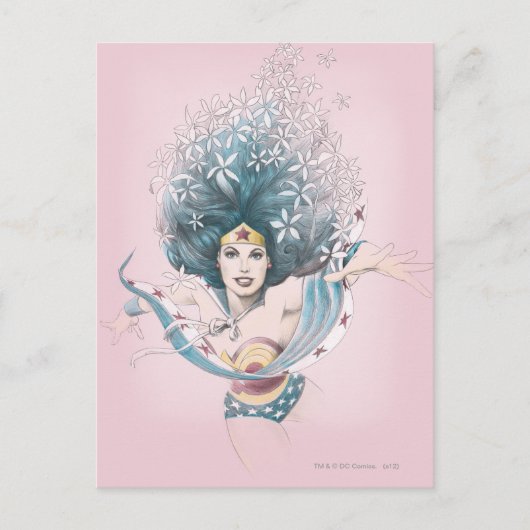 Wonder Woman and Flowers Briefkaart (Voorkant)