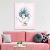 Wonder Woman and Flowers Canvas Afdruk (Insitu (Woonkamer))