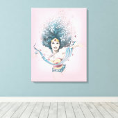 Wonder Woman and Flowers Canvas Afdruk (Insitu (Houten vloer))