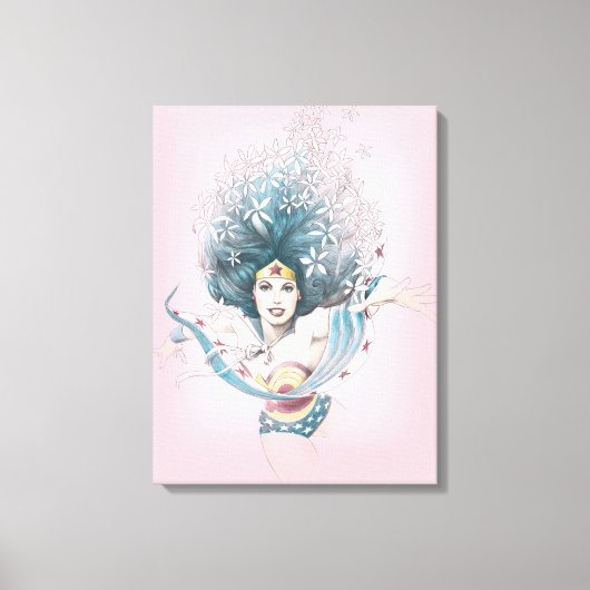 Wonder Woman and Flowers Canvas Afdruk (Voorkant)
