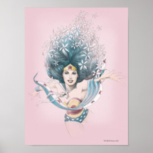 Wonder Woman and Flowers Poster