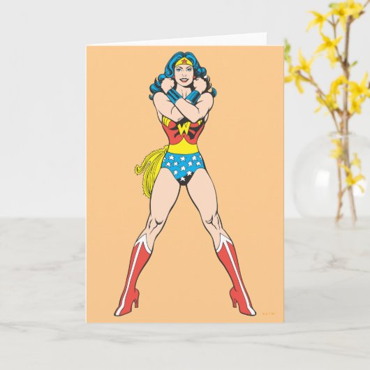 Wonder Woman Arms Crossed Kaart (Gele Bloem)