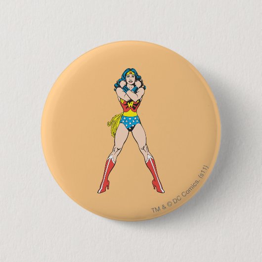 Wonder Woman Arms Crossed Ronde Button 5,7 Cm (Voorkant)