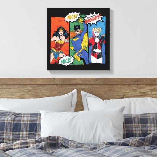 Wonder Woman, Batgirl & Harley Quinn Holiday Canvas Afdruk (Insitu (Slaapkamer))