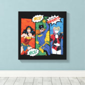 Wonder Woman, Batgirl & Harley Quinn Holiday Canvas Afdruk (Insitu (Houten vloer))