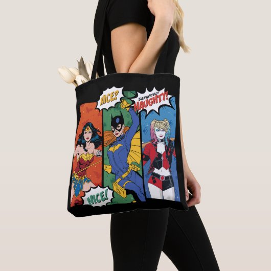 Wonder Woman, Batgirl & Harley Quinn Holiday Tote Bag (Dichtbij)