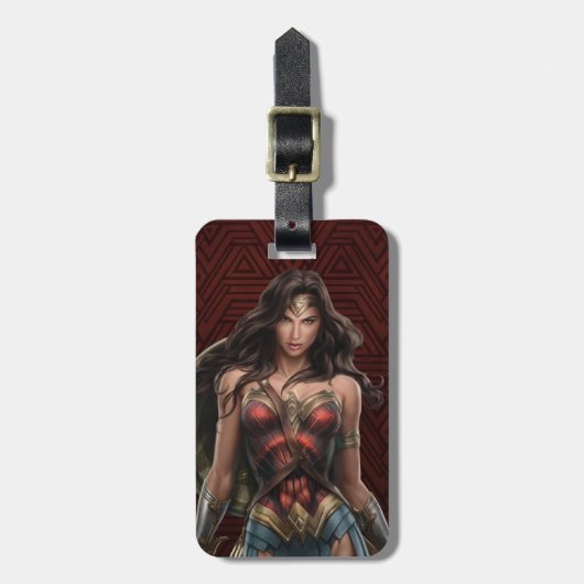 Wonder Woman Battle Ready Comic Art Bagagelabel (Voorkant verticaal)
