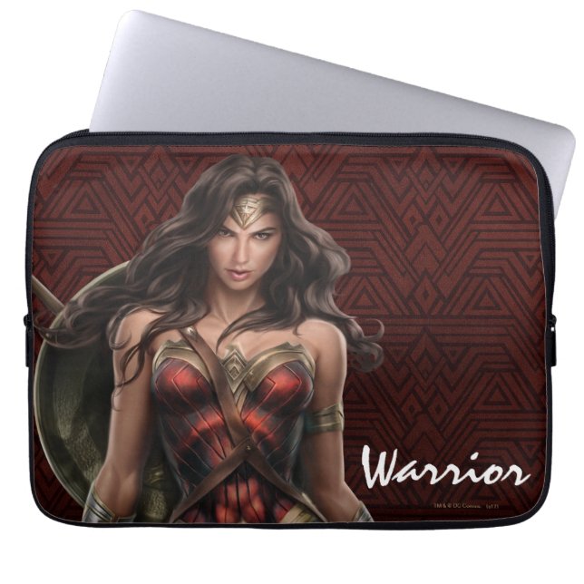 Wonder Woman Battle Ready Comic Art Laptop Sleeve (Voorkant)
