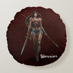 Wonder Woman Battle Ready Comic Art Rond Kussen