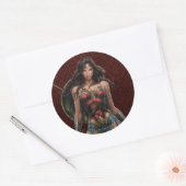 Wonder Woman Battle Ready Comic Art Ronde Sticker (Envelop)