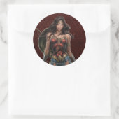 Wonder Woman Battle Ready Comic Art Ronde Sticker (Tas)