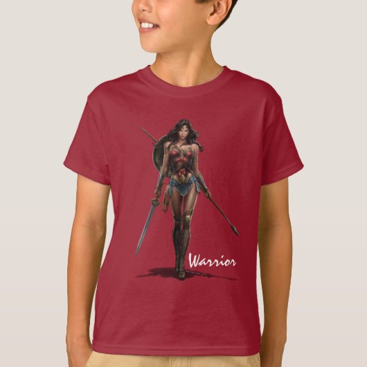 Wonder Woman Battle Ready Comic Art T-shirt (Voorkant)