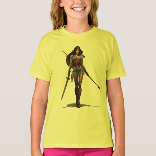Wonder Woman Battle Ready Comic Art T-shirt (Voorkant)