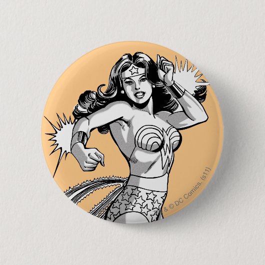 Wonder Woman Black & White Defender Ronde Button 5,7 Cm (Voorkant)