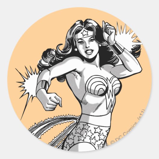 Wonder Woman Black & White Defender Ronde Sticker (Voorkant)