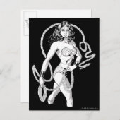 Wonder Woman Black & White Fighter Briefkaart (Voorkant / Achterkant)