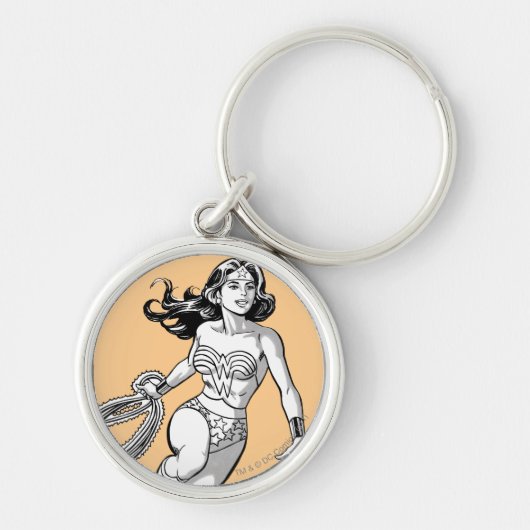 Wonder Woman Black & White Lasso Sleutelhanger (Voorkant)