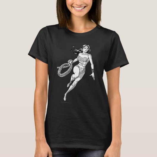 Wonder Woman Black & White Lasso T-shirt (Voorkant)