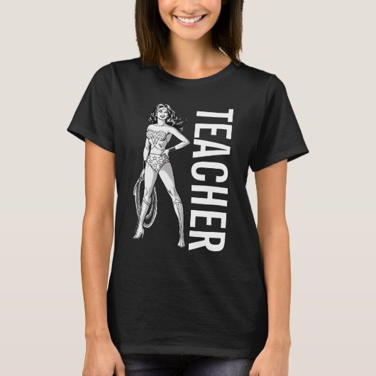 Wonder Woman Black & White Pose Docent T-shirt (Voorkant)