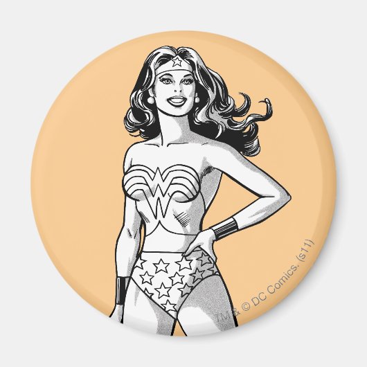 Wonder Woman Black & White Pose Magneet (Voorkant)