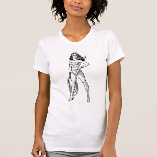 Wonder Woman Black & White Pose T-shirt (Voorkant)