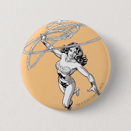 Wonder Woman Black & White Twirl Ronde Button 5,7 Cm (Voorkant)