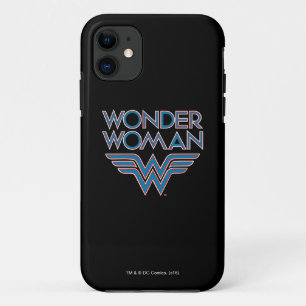 Wonder Woman Blauw en Rood Retro Logo Case-Mate iPhone Case