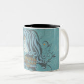 Wonder Woman Blue Background Tweekleurige Koffiemok (Voorkant rechts)