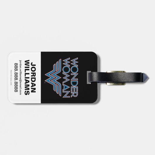 Wonder Woman Blue en Red Retro Logo Bagagelabel (Achterkant horizontaal)