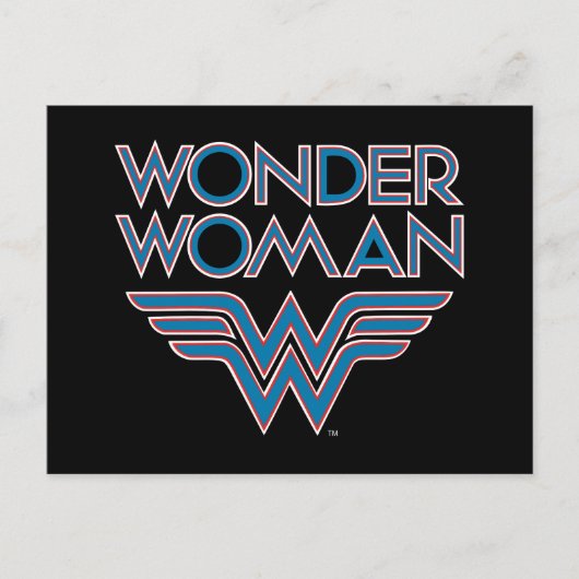 Wonder Woman Blue en Red Retro Logo Briefkaart (Voorkant)