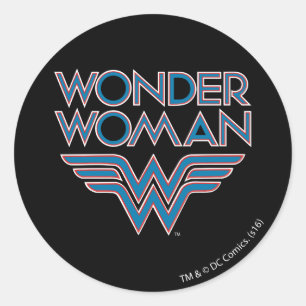 Wonder Woman Blue en Red Retro Logo Ronde Sticker
