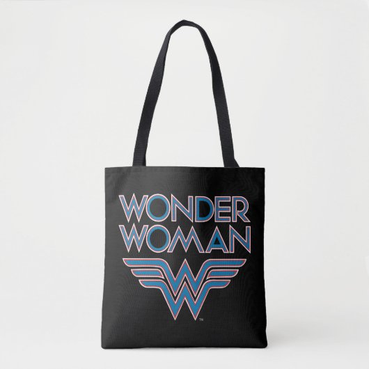 Wonder Woman Blue en Red Retro Logo Tote Bag (Voorkant)