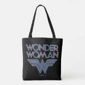 Wonder Woman Blue en Red Retro Logo Tote Bag (Achterkant)