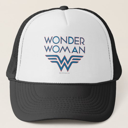Wonder Woman Blue en Red Retro Logo Trucker Pet (Voorkant)