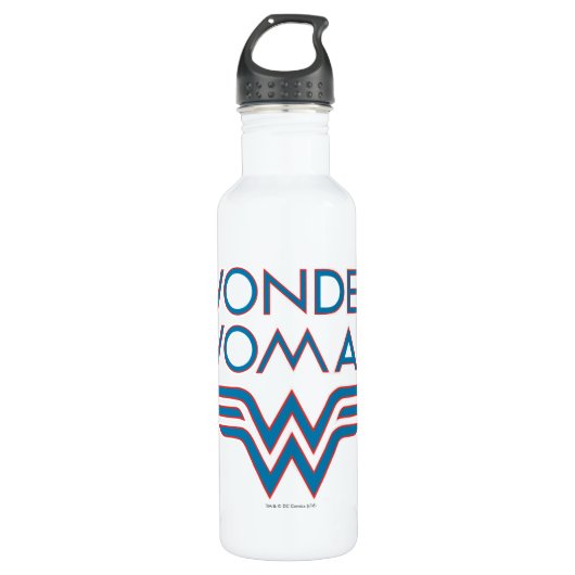 Wonder Woman Blue en Red Retro Logo Waterfles (Voorkant)