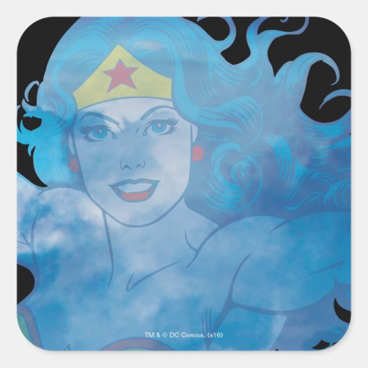 Wonder Woman Blue Sky Silhouette Vierkante Sticker (Voorkant)