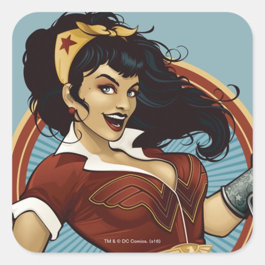 Wonder Woman Bombshell Name Graphic Vierkante Sticker (Voorkant)