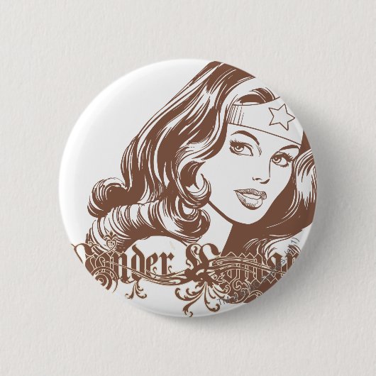 Wonder Woman Brown Ronde Button 5,7 Cm (Voorkant)