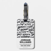 Wonder Woman Brush Typography Art Bagagelabel (Achterkant verticaal)