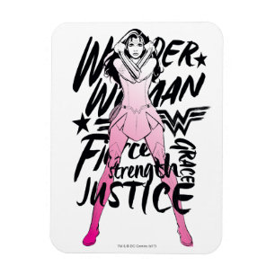 Wonder Woman Brush Typography Art Magneet