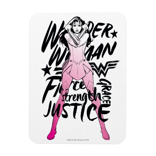 Wonder Woman Brush Typography Art Magneet (Verticaal)