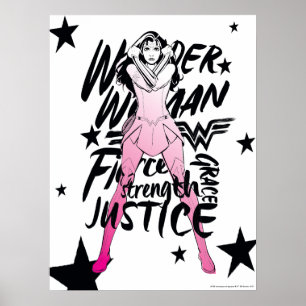 Wonder Woman Brush Typography Art Poster