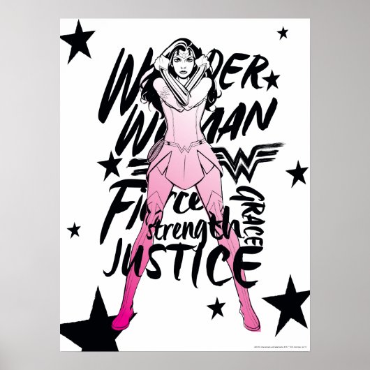 Wonder Woman Brush Typography Art Poster (Voorkant)