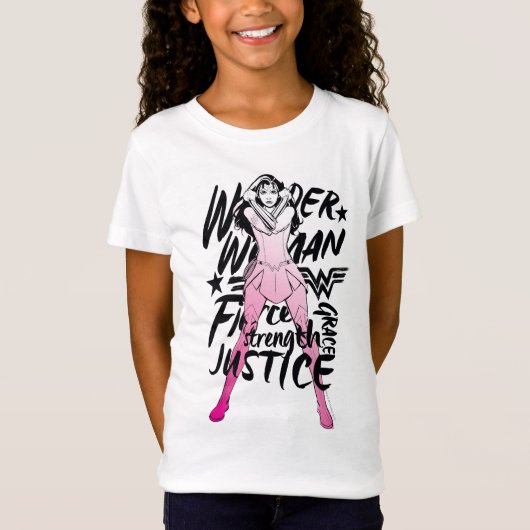 Wonder Woman Brush Typography Art T-shirt (Voorkant)