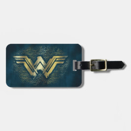 Wonder Woman Brushed Gold Symbol Bagagelabel