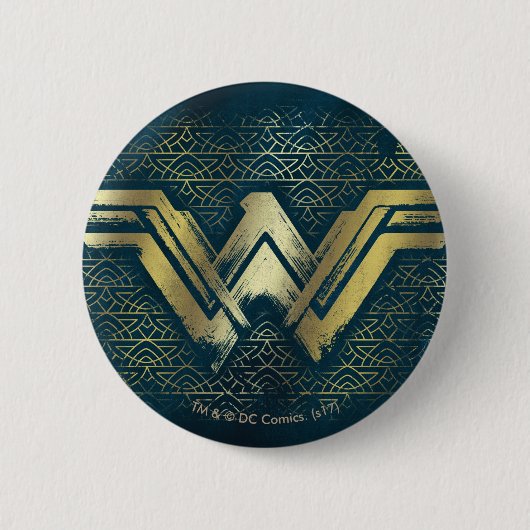 Wonder Woman Brushed Gold Symbol Ronde Button 5,7 Cm (Voorkant)