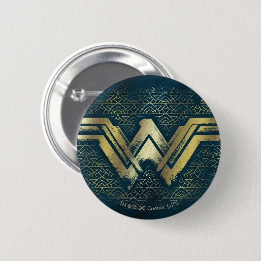 Wonder Woman Brushed Gold Symbol Ronde Button 5,7 Cm (Voorkant /achterkant)
