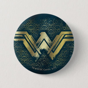 Wonder Woman Brushed Gold Symbol Ronde Button 5,7 Cm