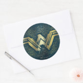 Wonder Woman Brushed Gold Symbol Ronde Sticker (Envelop)